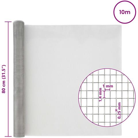 Rete per schermatura 80 x 1000 cm 18 Mesh Argento - Foto 7