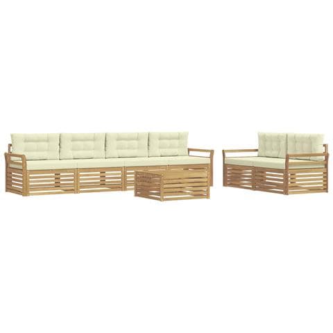 Set di divani da esterno 7 pcs Bianco e Crema - Foto 1