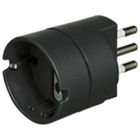 Adattatore con Spina 2P+T 10A e Presa Tedesca Colore Antracite - Foto 1