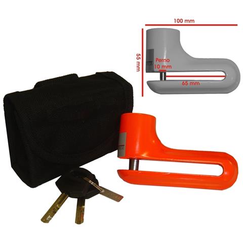 Lucchetto Blocca Disco Antifurto Scooter Moto Perno Acciaio Con Chiave Arancione - Foto 1