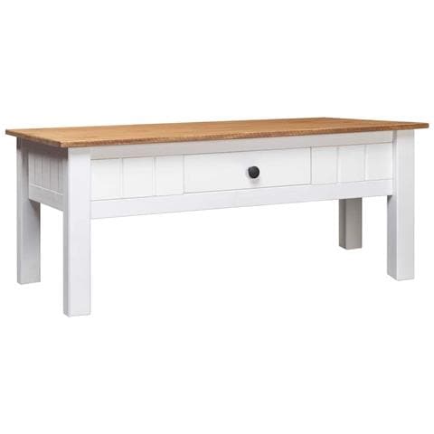 Tavolino Da Caffè Bianco 100x60x45cm Pino Massello Panama Range - Foto 1