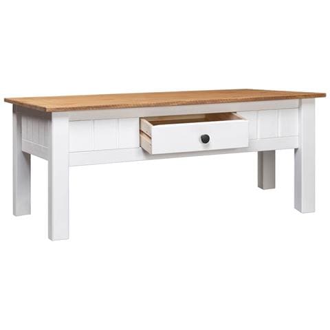 Tavolino Da Caffè Bianco 100x60x45cm Pino Massello Panama Range - Foto 9