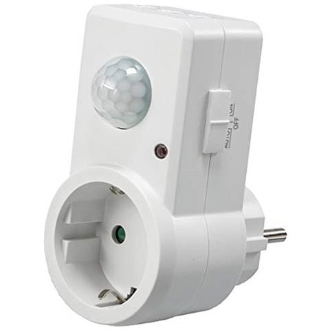 Presa Adattatore Con Rilevatore Di Movimento, Portata 120°-9 M, 230 V, 1200 W, Led Di Colore Bianco, 21055 - Foto 1