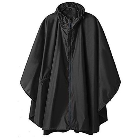 Linenlux Pioggia Poncho Cappotto Del Rivestimento Per Adulti Poncho Per La Pioggia Con Cappuccio Impermeabile Con Cerniera Esterna (nero) L - Foto 4