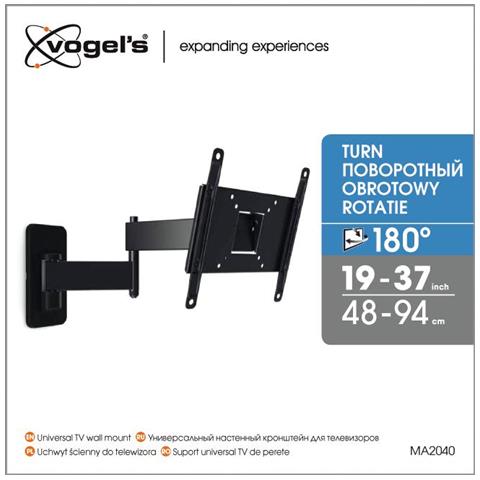 Montaggio A Parete, Ma2040-a1, 19-40 "", Movimento Completo, Peso Massimo (capacità) 15 Kg, Vesa 100x100, 100x200, 200x100, 200x200 Mm, Nero - Foto 10