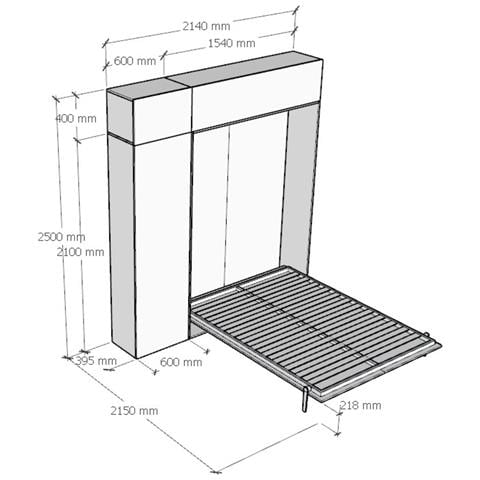 Letto Francese 140 Kentaro Verticale A Scomparsa Nocecon Colonna E Due Pensile - Foto 2