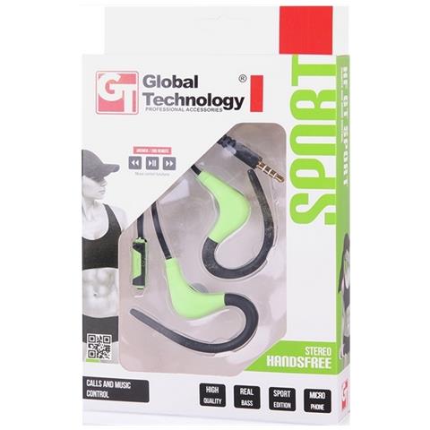 Gt Auricolari Originali Hf-gt Sport Ergonomici Con Supporto Orecchio Jack Green - Foto 2