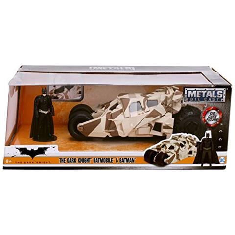 Veicolo Pressofuso Batmobile The Dark Knight In Scala 1: 24 Con Figura Di Batman, Multicolore - Foto 1
