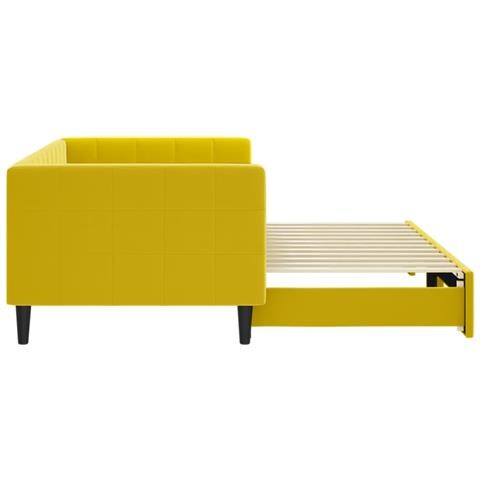 Divano Letto Con Letto Estraibile Giallo 90x200 Cm In Velluto - Foto 2
