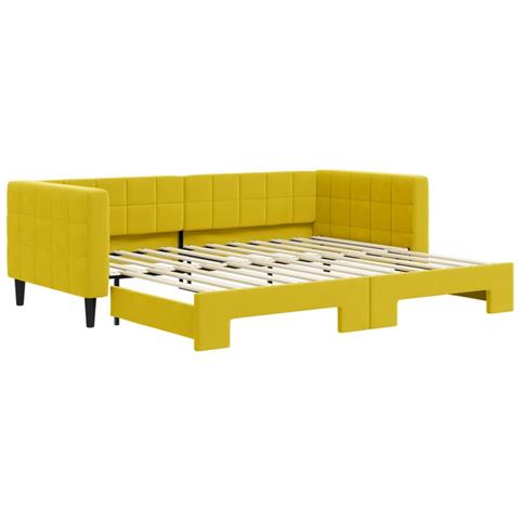 Divano Letto Con Letto Estraibile Giallo 90x200 Cm In Velluto - Foto 1