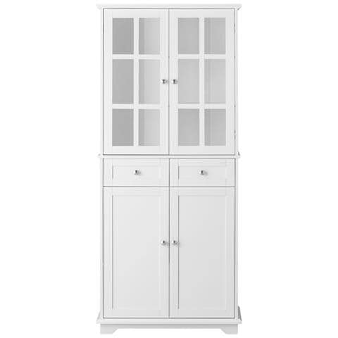 Credenza Alta Per Cucina, Mobile Buffet In Legno, Armadio Dispensa In Stile Moderno Bianco Fsb76-w - Foto 1