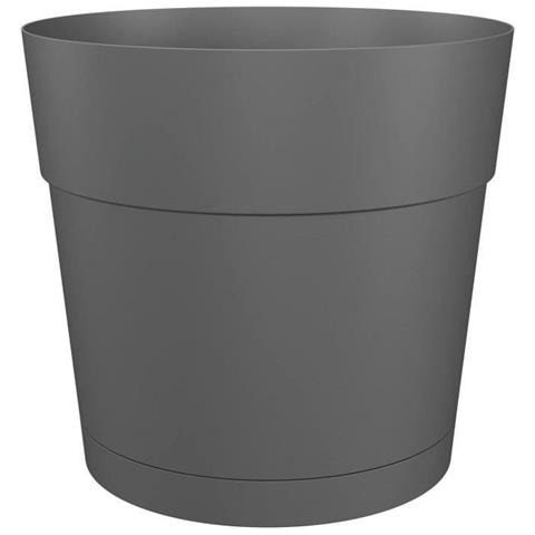 Pentola Di Fiori E Piante Di Plastica Rotonda - Serbatoio Dell'acqua - Ø 40 Cm - Antracite - Foto 1