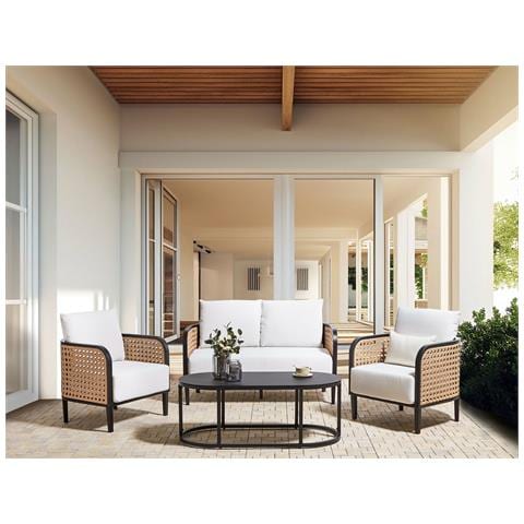 Set Da Giardino 4 Posti Alluminio Bianco Sporco Montefalco - Foto 1