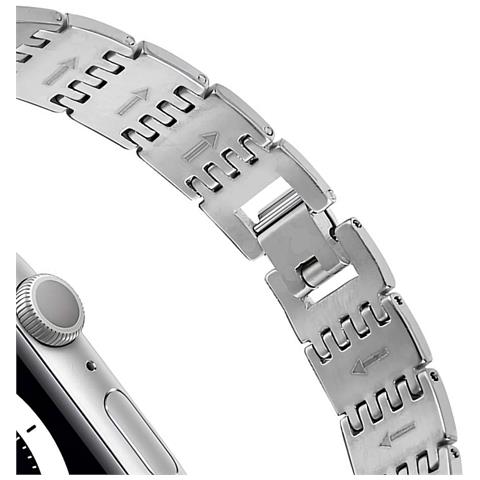 Cinturino Per Apple Watch 42/44/45mm In Acciaio Inossidabile Strass, Argento - Foto 5