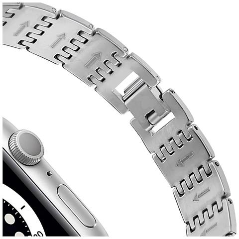 Cinturino Per Apple Watch 42/44/45mm In Acciaio Inossidabile Strass, Argento - Foto 9