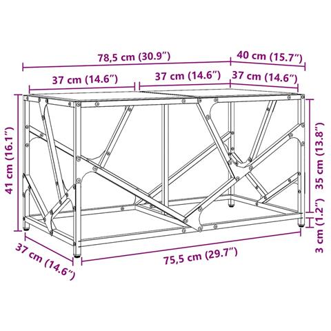 Tavolini Con Piano Vetro Trasparente 2 Pz 78,5x40x41 Cm Acciaio - Foto 9