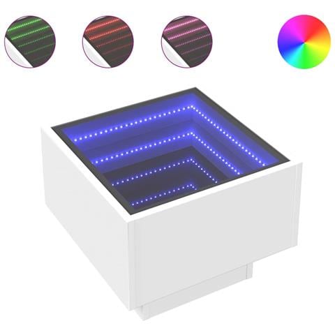 Tavolino Con Led Bianco 40x40x30 Cm In Legno Multistrato - Foto 2