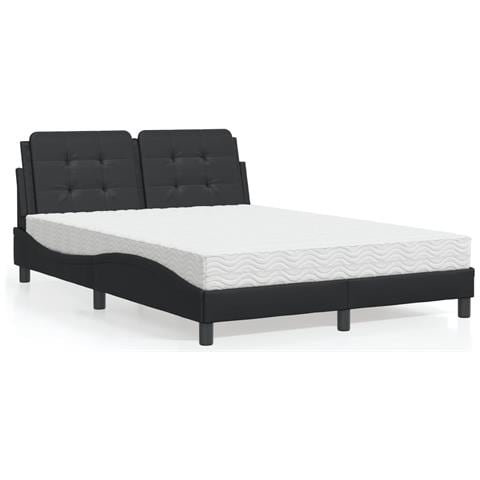 Letto con Materasso Nero 120x200 cm in Similpelle - Foto 1