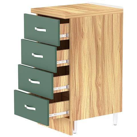 Cassettiera Per Cucina Mobile Mobiletto 4 Cassetti In Legno Colore Verde - Foto 1