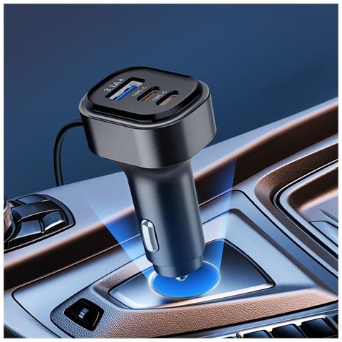 Caricabatterie Auto Usb E Usb-c 22,5w 3 Usb-c + 3 Usb Con Cavo 1,5 M - Foto 5