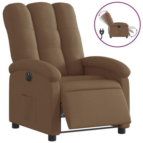 Poltrona Elettrica Reclinabile Marrone In Tessuto - Foto 2
