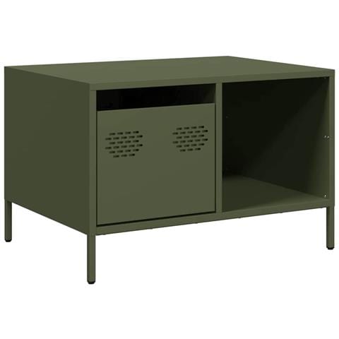 Tavolino Verde Oliva 68,5x50x43,5 Cm Acciaio Laminato A Freddo - Foto 2