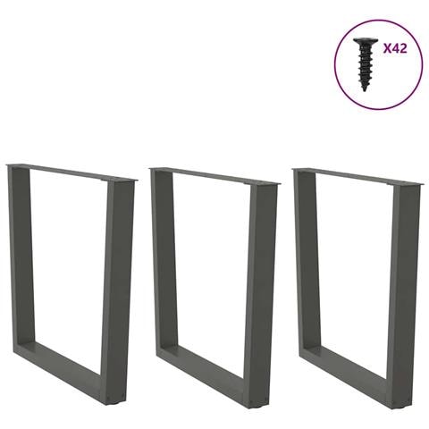 Gambe Tavolo Pranzo A V 3 Pz Antracite 90x(72-73,3)cm Acciaio - Foto 3