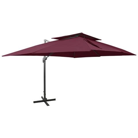 Lusso Casadino - Ombrellone Da Giardino A Sbalzo Con Doppio Piano Rosso Bordeaux 400x300 Cm - Foto 2