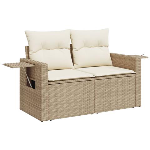 Divano Da Giardino Con Cuscini A 2 Posti Beige In Polyrattan - Foto 1