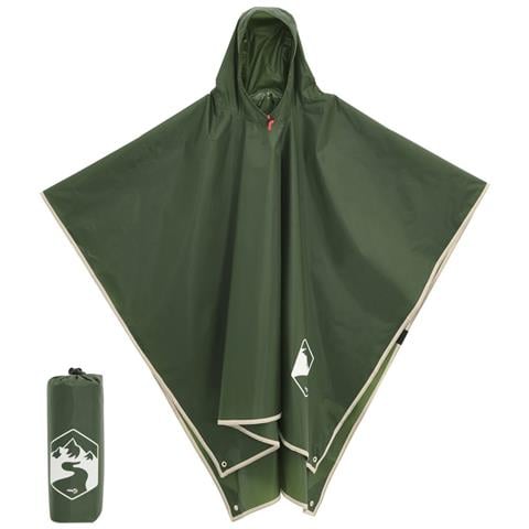 Poncho Antipioggia con Cappuccio Design 2 in 1 Verde 223x145 cm - Foto 1