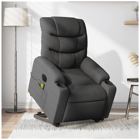 Poltrona Alzapersona Massaggi Elettrica Grigio Scuro Tessuto - Foto 2