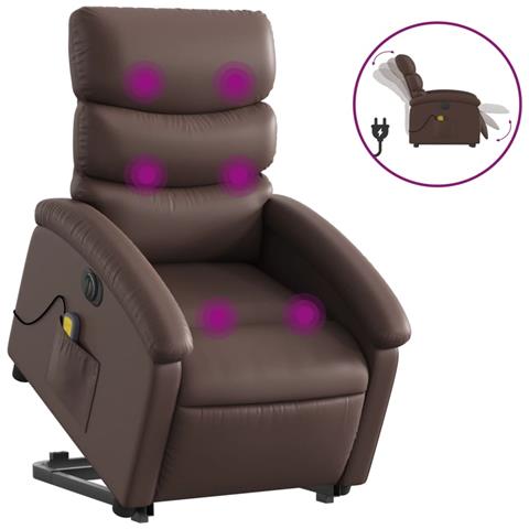 Poltrona Alzapersona Elettrica Reclinabile Marrone Similpelle - Foto 1