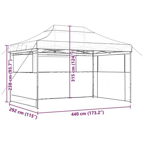 Tendone per Feste Pieghevole Pop-Up con 3 Pareti Nero - Foto 9