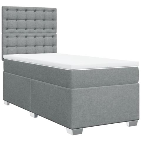 Giroletto a Molle con Materasso Grigio Chiaro100x200 cm Tessuto - Foto 1
