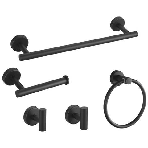 Set Di Porta Asciugamani Da Bagno In Acciaio Inox A 5 Pezzi - Design Forato Per Bagni Moderni Black - Foto 1