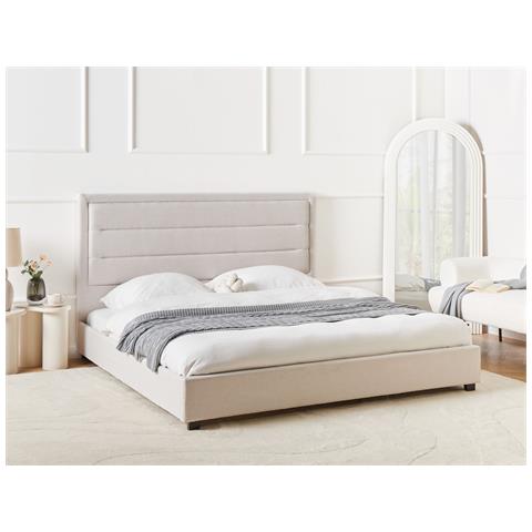 Letto Ad Acqua Tessuto Rouen 180 X 200 Cm Beige Chiaro - Foto 1