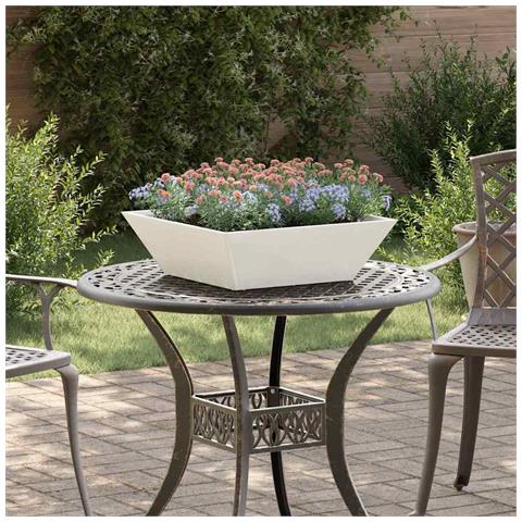 Vaso a Ciotola da Giardino Bianco 50 x 50 x 15 cm Acciaio - Foto 2