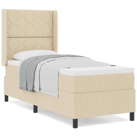Letto a molle con materasso Crema 80 x 200 cm Tessuto - Foto 2