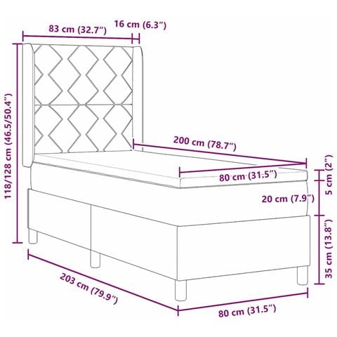 Letto a molle con materasso Crema 80 x 200 cm Tessuto - Foto 9