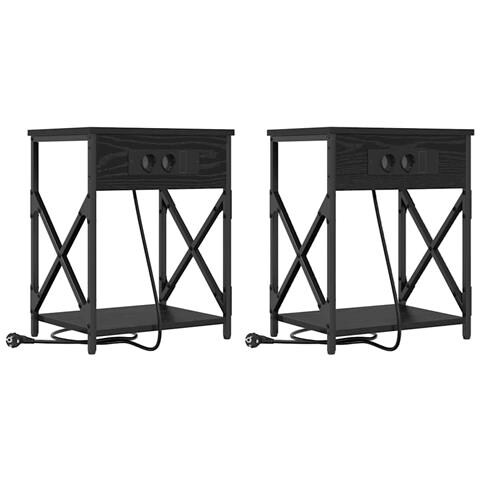 Armadio da Notte con cassetto 2 pcs Rovere nero 41 x 31 x 51 cm - Foto 1