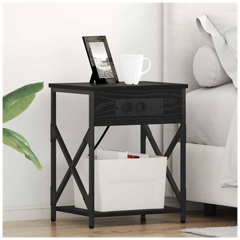 Armadio da Notte con cassetto 2 pcs Rovere nero 41 x 31 x 51 cm - Foto 2