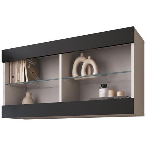 Komodee Tivoli Horizontal 100 Vetrina Sospesa, Bianco/nero, Senza Led, Larghezza 100 Cm X Altezza 50 Cm X Profondità 29 Cm, Per Soggiorno, Sala Da Pranzo - Foto 3