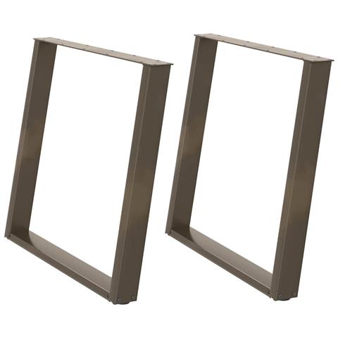 Gambe per tavolo da pranzo a forma di U 2 pz in acciaio naturale 100x(72-73) cm - Foto 2