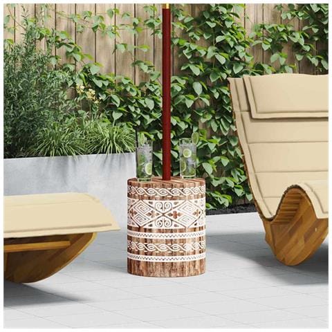 Base per ombrellone bianco lavato Ø34 x 40 cm Legno massello - Foto 2