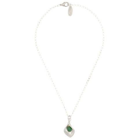 Collana A Catena In Argento Con Ciondolo A Forma Di Calla Color Smeraldo, 40 Cm - Foto 1