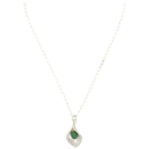 Collana A Catena In Argento Con Ciondolo A Forma Di Calla Color Smeraldo, 40 Cm - Foto 3