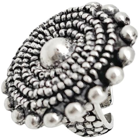 Anello Charro Con Base In Rilievo. Placcato Argento Con Effetto Anticato. - Foto 1