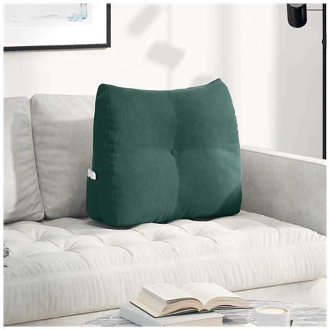 Cuscino per Schiena Verde Scuro 60 x 24 x 50 cm Velluto - Foto 2
