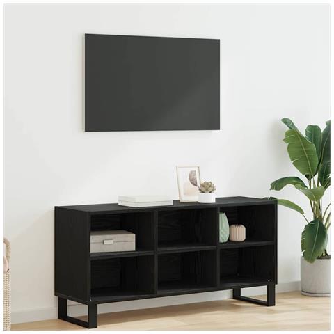 Mobile TV Rovere Nero 103,5 x 30 x 50 cm Legno multistrato - Foto 2