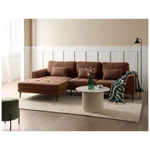 Divano Angolare 3 Posti Flam Bouclé Marrone Lato Destro - Foto 1